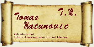 Tomas Matunović vizit kartica